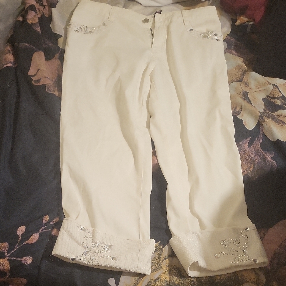 Embellished Cream Pants